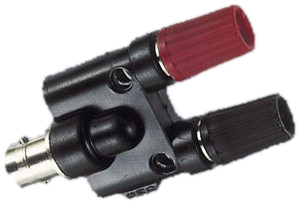 BNC-BA-FF: Adapter, BNC-Kupplung auf zwei 4mm-Polklemmen