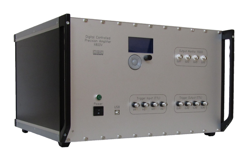 4-channel high-voltage precision amplifier with a combination amplifier for supplying a linear quadrupole