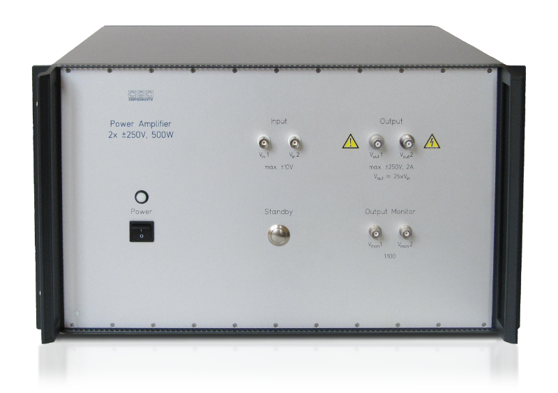 Two high-voltage power amplifiers for driving piezoelectric actuators