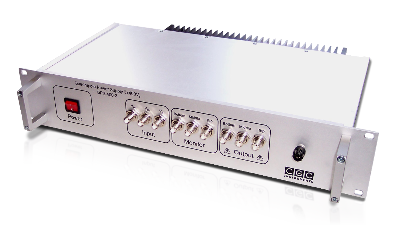 Quadrupole power supply for 3D quadrupole traps, 3×400V, for supply of the trap, precise measurements of specific charge or electrical cooling of stored particles