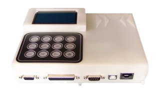 RFID-Leseeinheit mit analogen und digitalen Ein- und Ausg&auml;ngen, LCD-Anzeige, Tastenfeld und Signalgeber; Schnittstellen: RS-232, USB und LAN