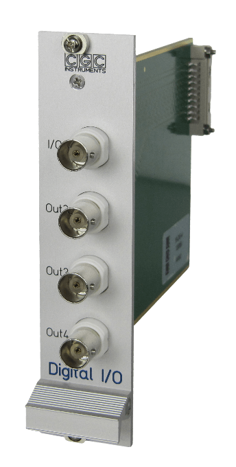 Three digital outputs and one digital input/output with TTL levels (19" plug-in module for modular switch system AMXR)